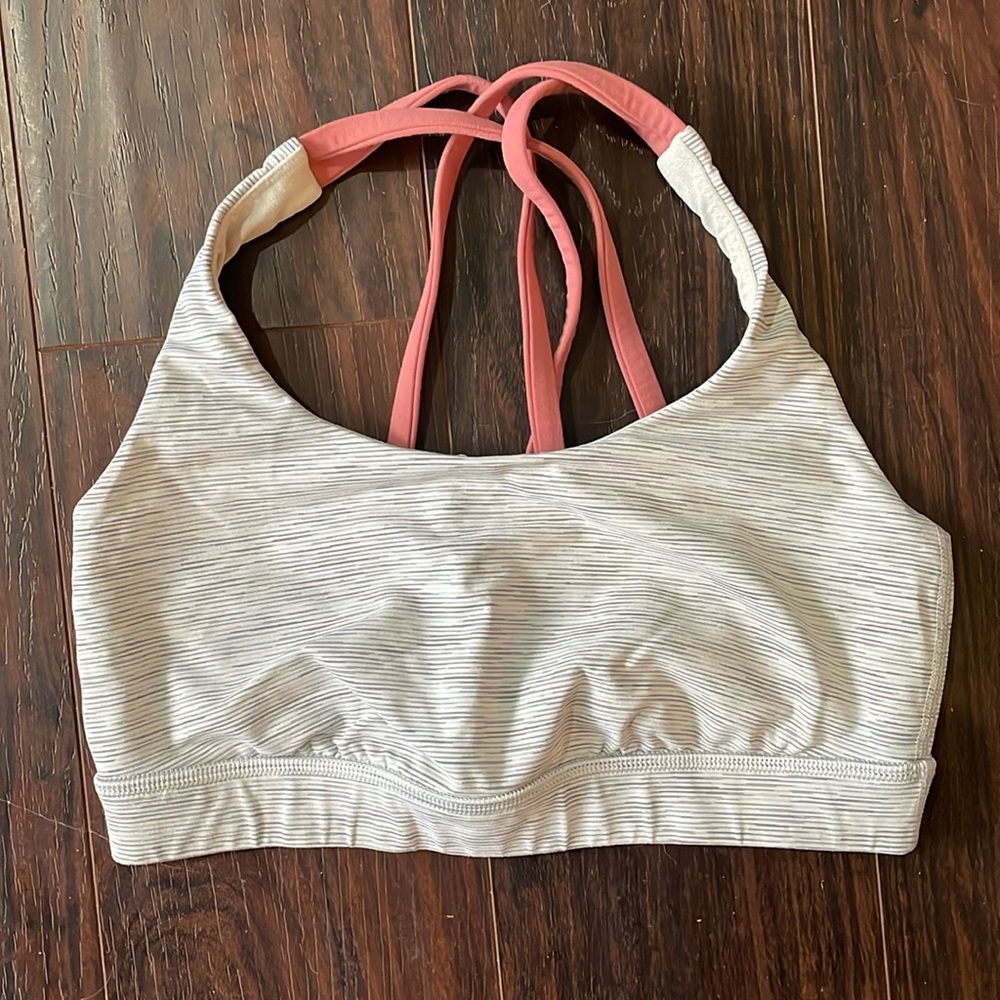Lululemon Gray White and Pink Sports Bra